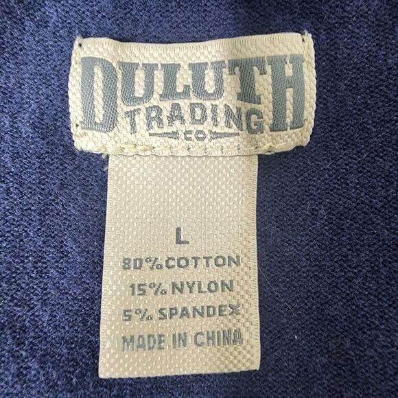 Duluth Trading Co. Women's Shiftless V-Neck Sweater Blue Large Layering Rib Knit - Picture 6 of 7